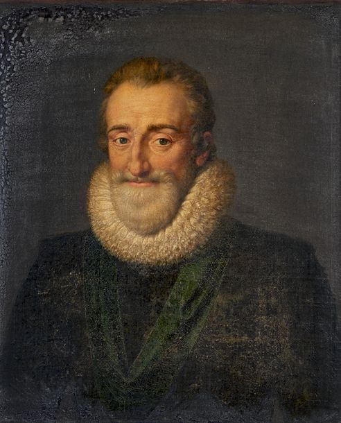 D'après Frans II POURBUS (1570-1622) Portrait d'Henri IV Huile sur toile, rentoi&hellip;