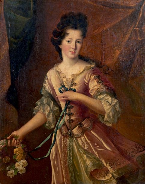 École Française du XVIIe siècle Portrait de femme tenant une couronne de fleurs
&hellip;