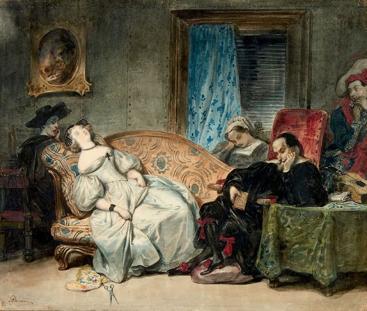 Eugène DEVERIA (1808-1865) La sieste
Aquarelle signée en bas à gauche.
19,5 x 23&hellip;