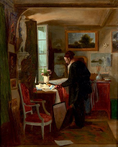 CHARPENTIER, actif au XIXe siècle Intérieur d'atelier
Huile sur toile, signée.
4&hellip;