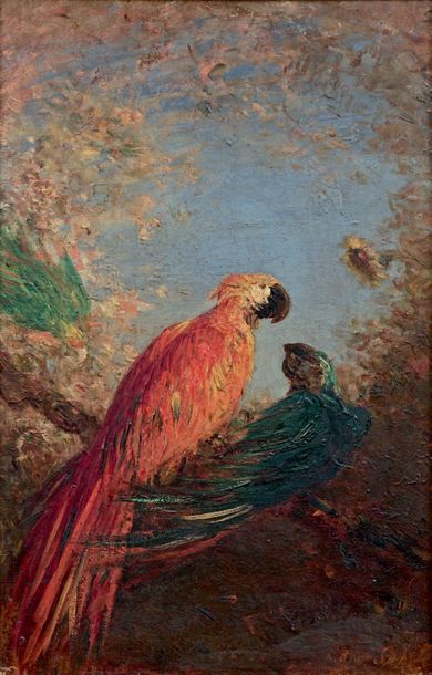 Félix ZIEM (1821-1911) Les deux perroquets
Huile sur carton, signée et dédicacée&hellip;