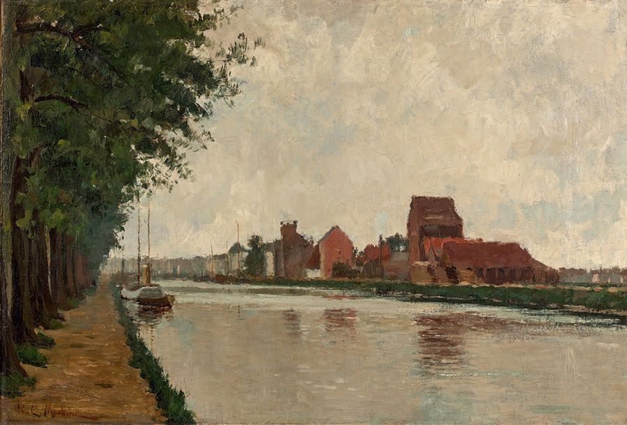 Paul Mathieu (1872-1932) Péniche
Huile sur toile, signée en bas à gauche.
(Resta&hellip;