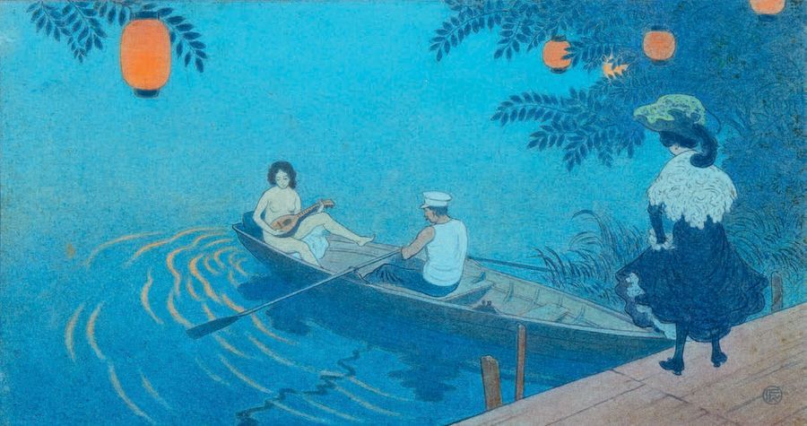 Fernand FAUT (1858-1917) Promenade en barque aux lampions
Aquarelle, signée du t&hellip;