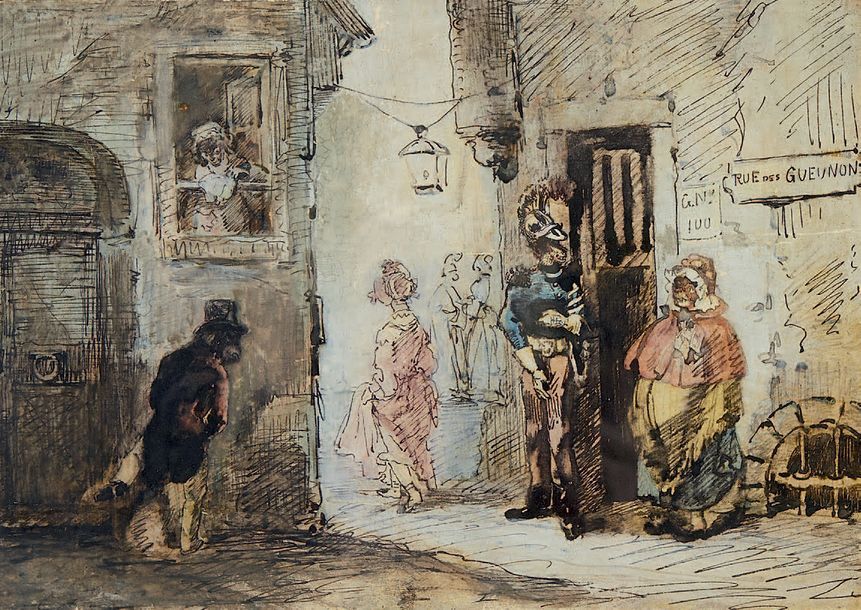 ÉCOLE FRANÇAISE du XIXe siècle, entourage de GRANDVILLE La rue des Guenons
Dessi&hellip;