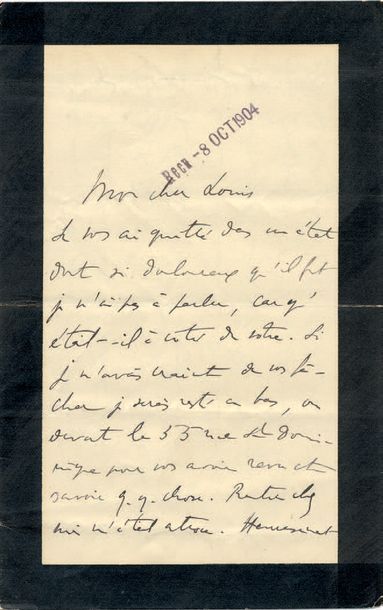 PROUST (Marcel) Lettre autographe signée «Marcel». S.L., [date du 8 octobre 1904&hellip;