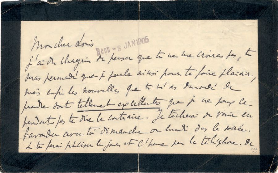 PROUST (Marcel) Lettre autographe signée «Marcel Proust». S.L., [date de récepti&hellip;