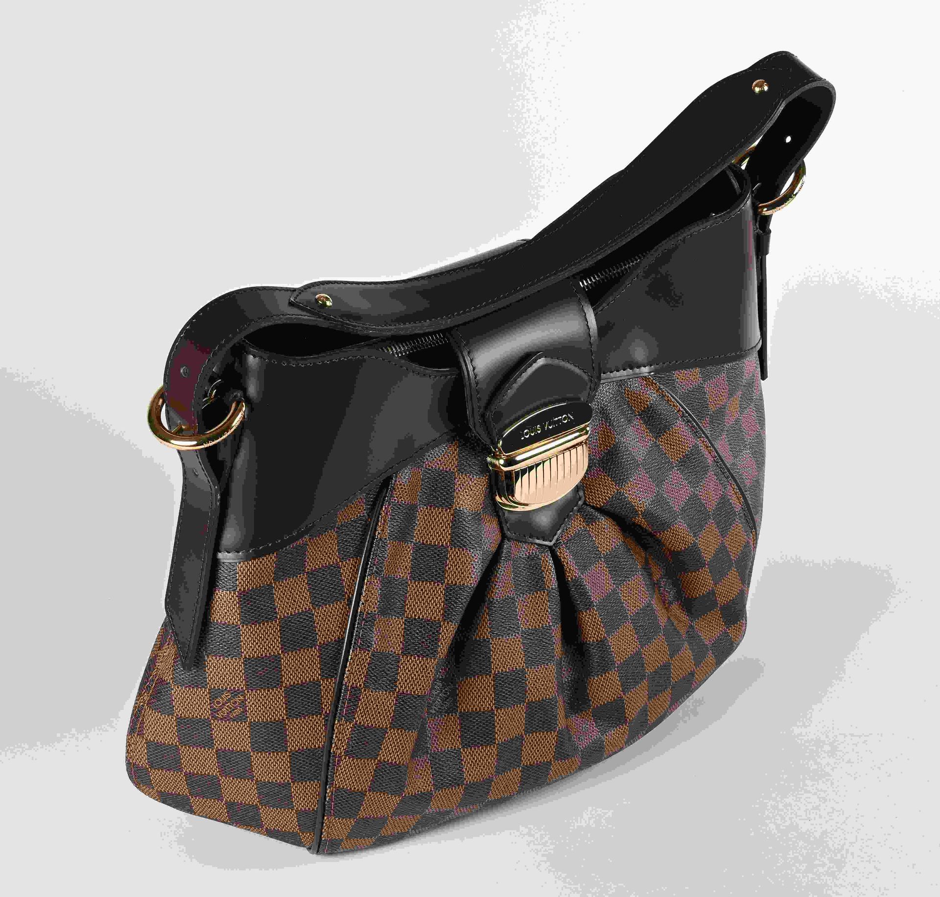 Null 
Louis VUITTON - SISTINA bag in ebony checkerboard canvas and brown leather&hellip;