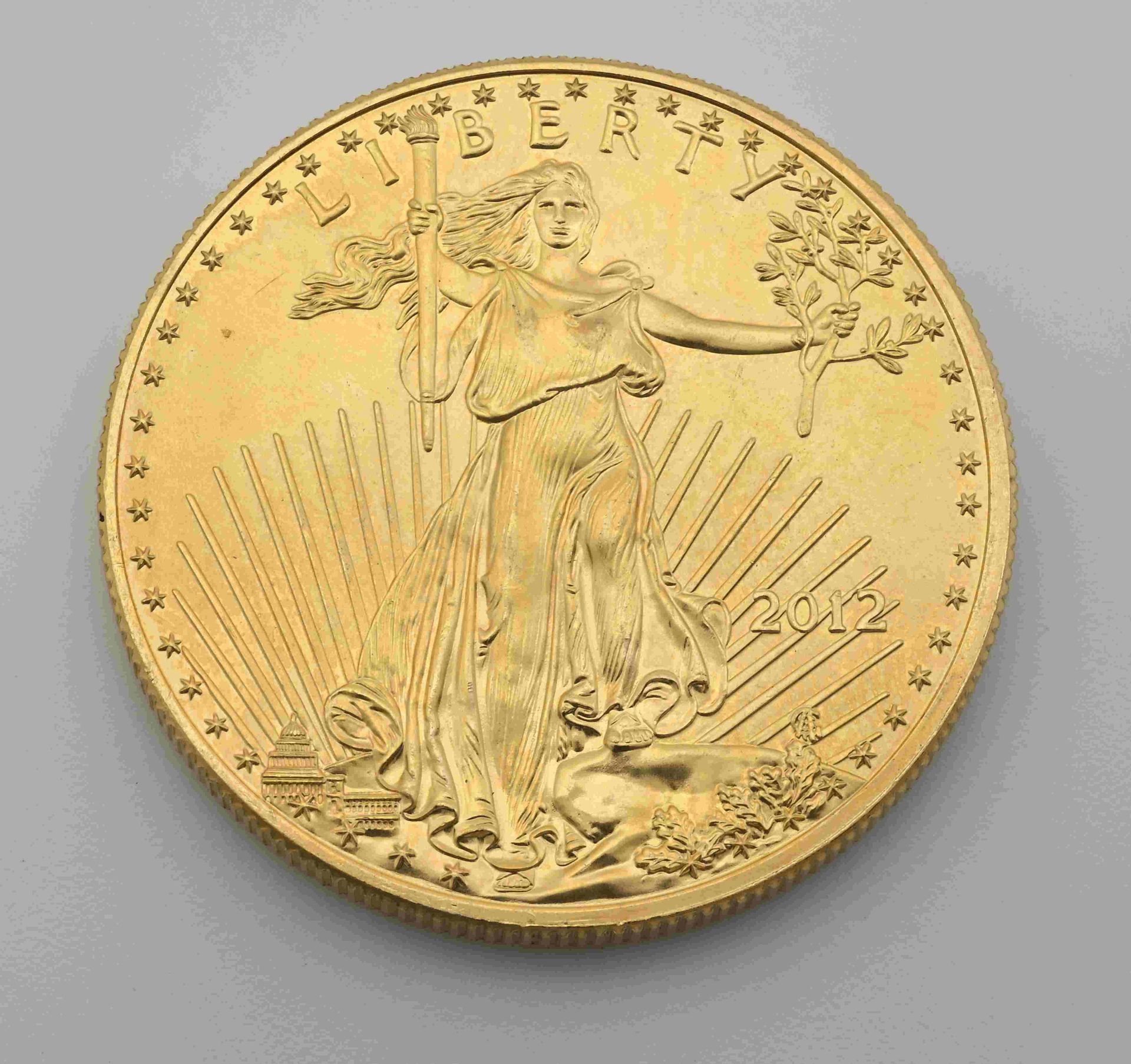 Null 50美元一盎司精制金币，2012年圣高登斯。
在独立的胶囊盒中。
状况非常好。PN : 33,89 g。 	
MARSEILLE司法法庭移交的财产

&hellip;