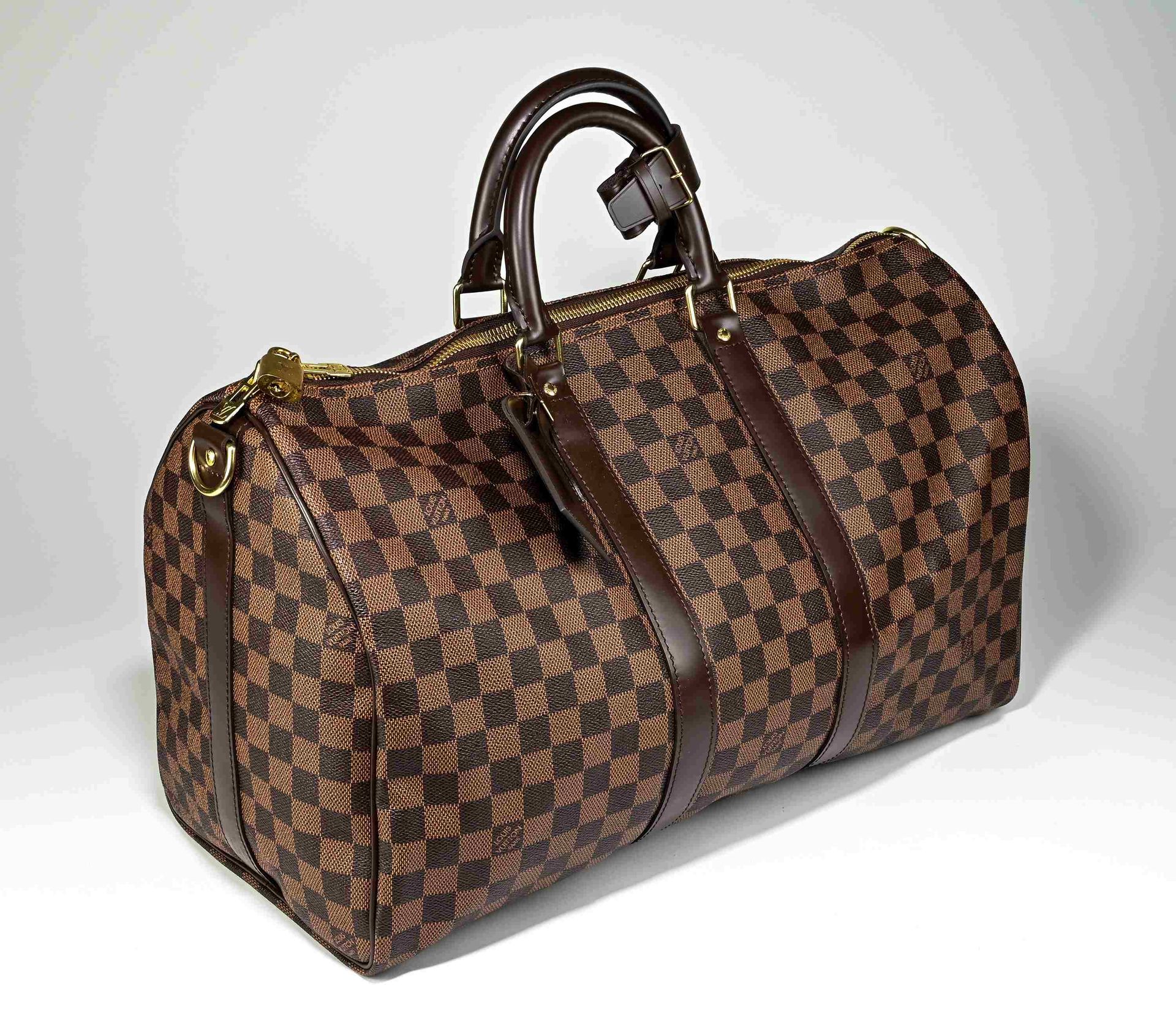 Louis VUITTON. Bag KEEPALL 45 in canvas checkerboard ebo…