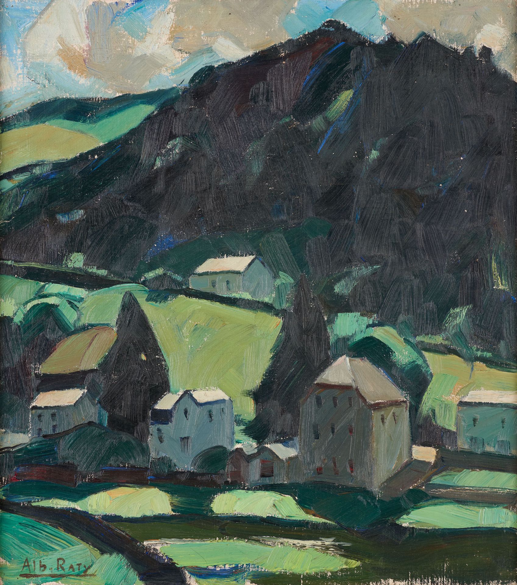 Albert RATY École belge (1889-1970) Olio su tela: Veduta di tuffo su Bouillon.

&hellip;