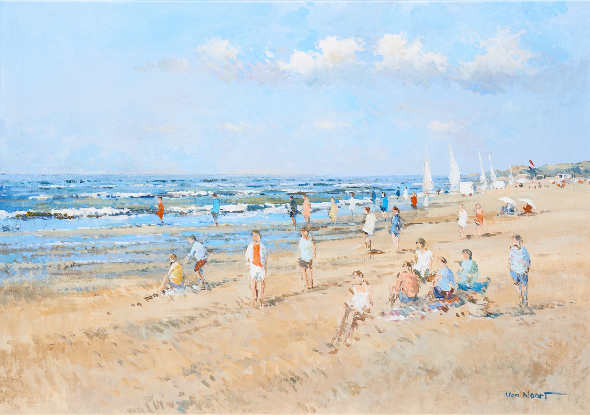 Alexander VAN NOORT École hollandaise (1953) Huile sur toile: Sur la plage.

Sig&hellip;