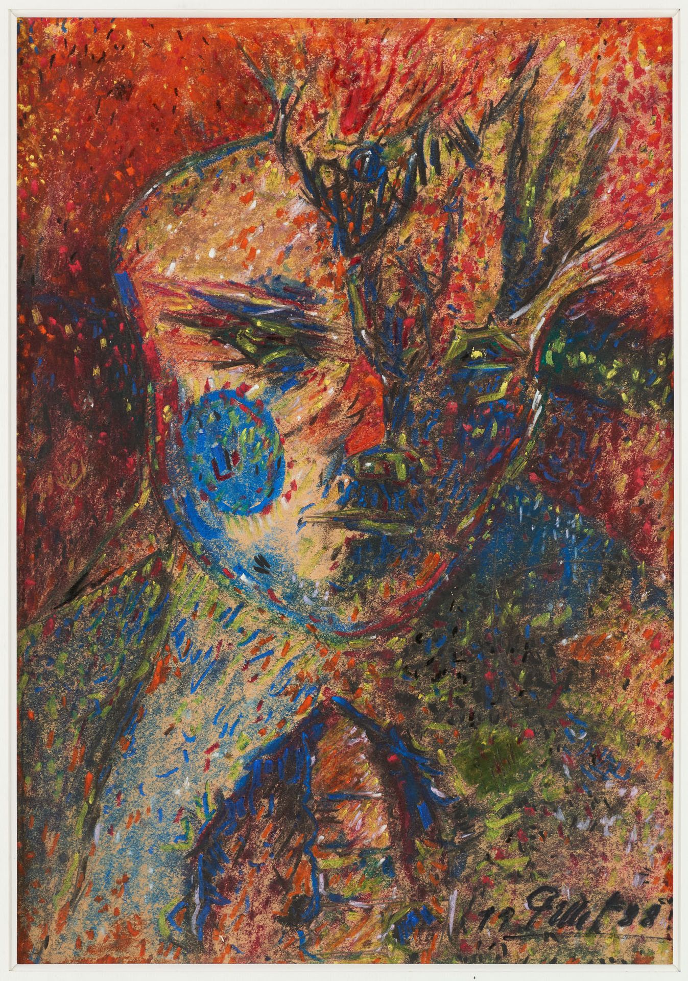Jacques PILLE École belge (1926-2002) Mischtechnik auf Papier: "Gesicht".

Signi&hellip;