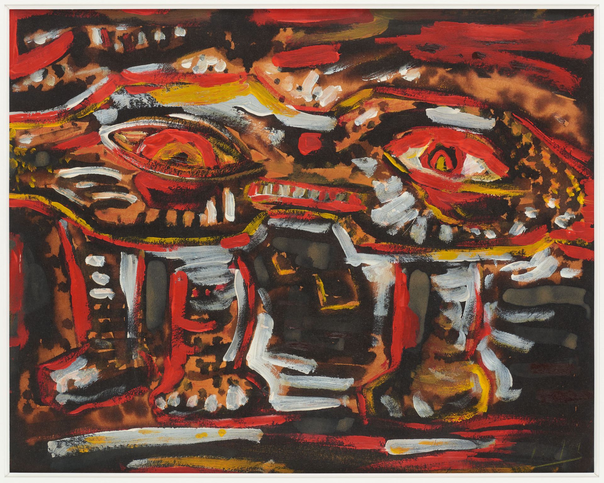 Jacques PILLE École belge (1926-2002) 纸上油画：《机器人化》。

签名和日期：皮勒。

尺寸：40 x 48厘米。