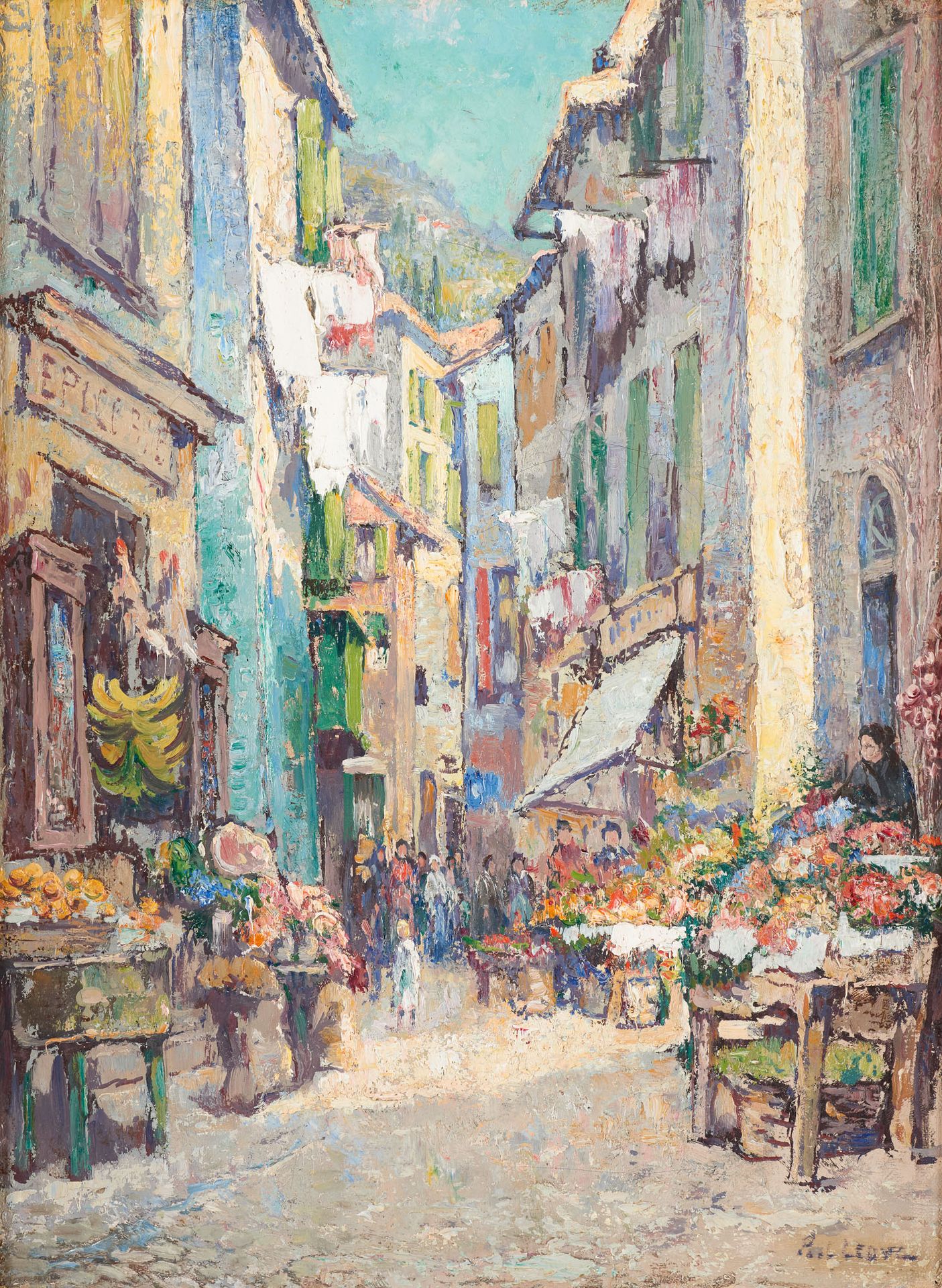 Paul LEDUC École belge (1876-1943) 布面油画：维勒弗朗西的景色。

签名和日期：Paul Leduc 1931，位于背面。

&hellip;