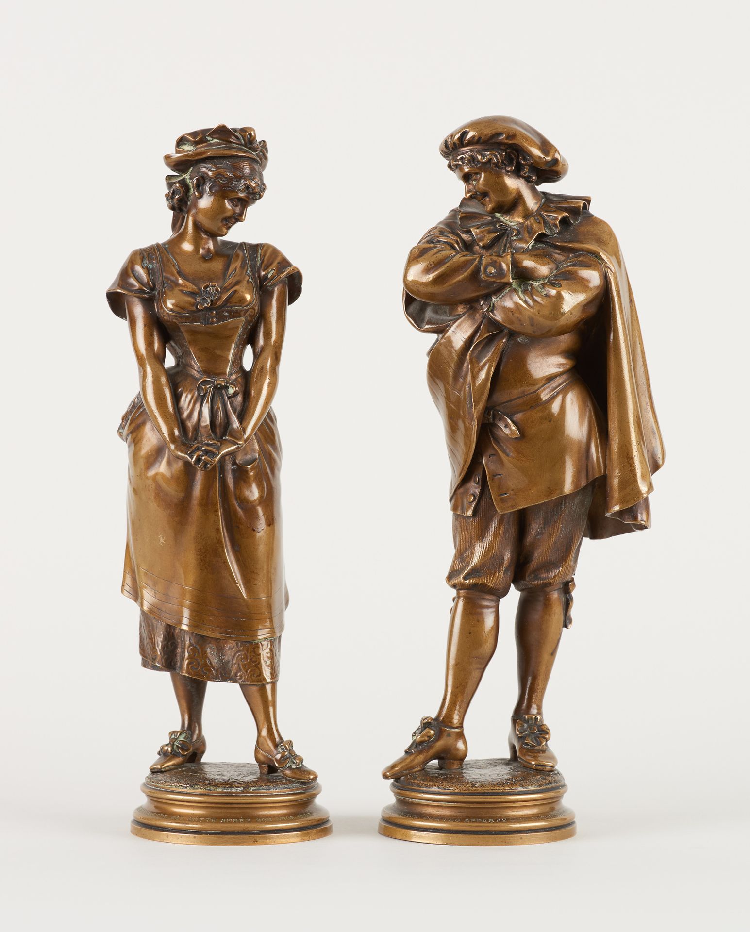 Léopold HARZE École belge (1831-1893) Esculturas de bronce con pátina de medalla&hellip;