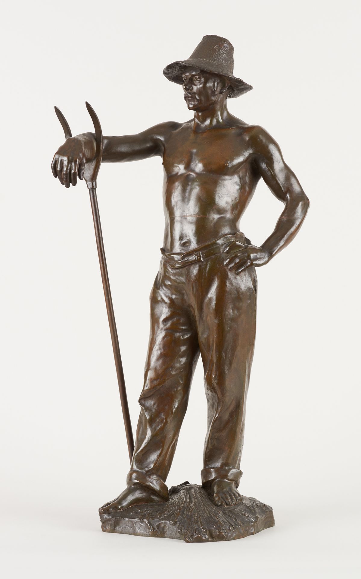 Godefroid DEVREESE École belge (1861-1941) 带有棕色铜锈的青铜雕塑："驯鹿"。

签名：G. De Vresse。

&hellip;