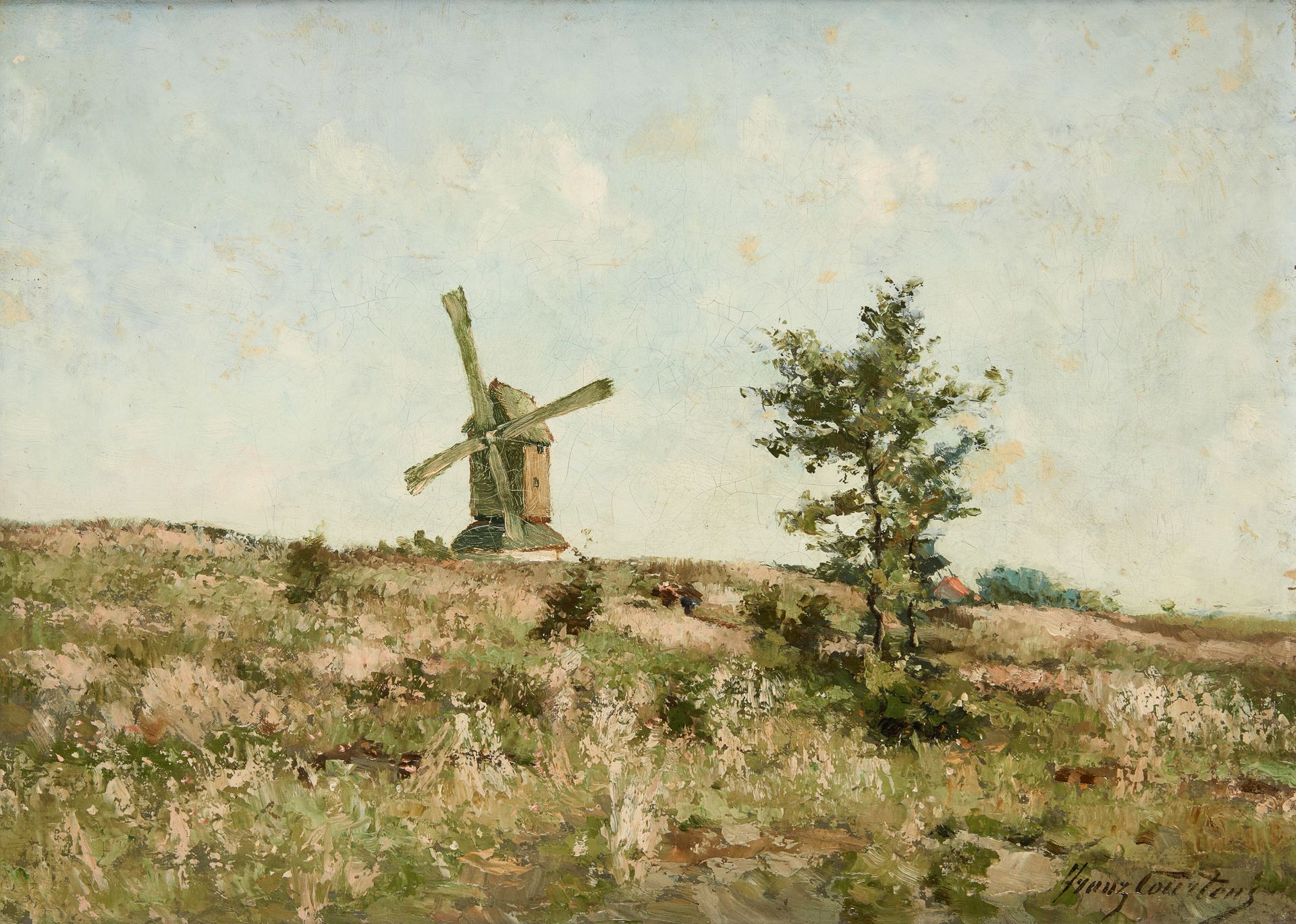 Franz COURTENS École belge (1854-1943) 布面油画（内衬）。磨坊的景色。

签名：弗朗茨-库尔滕斯。

(修复)。

尺寸：&hellip;