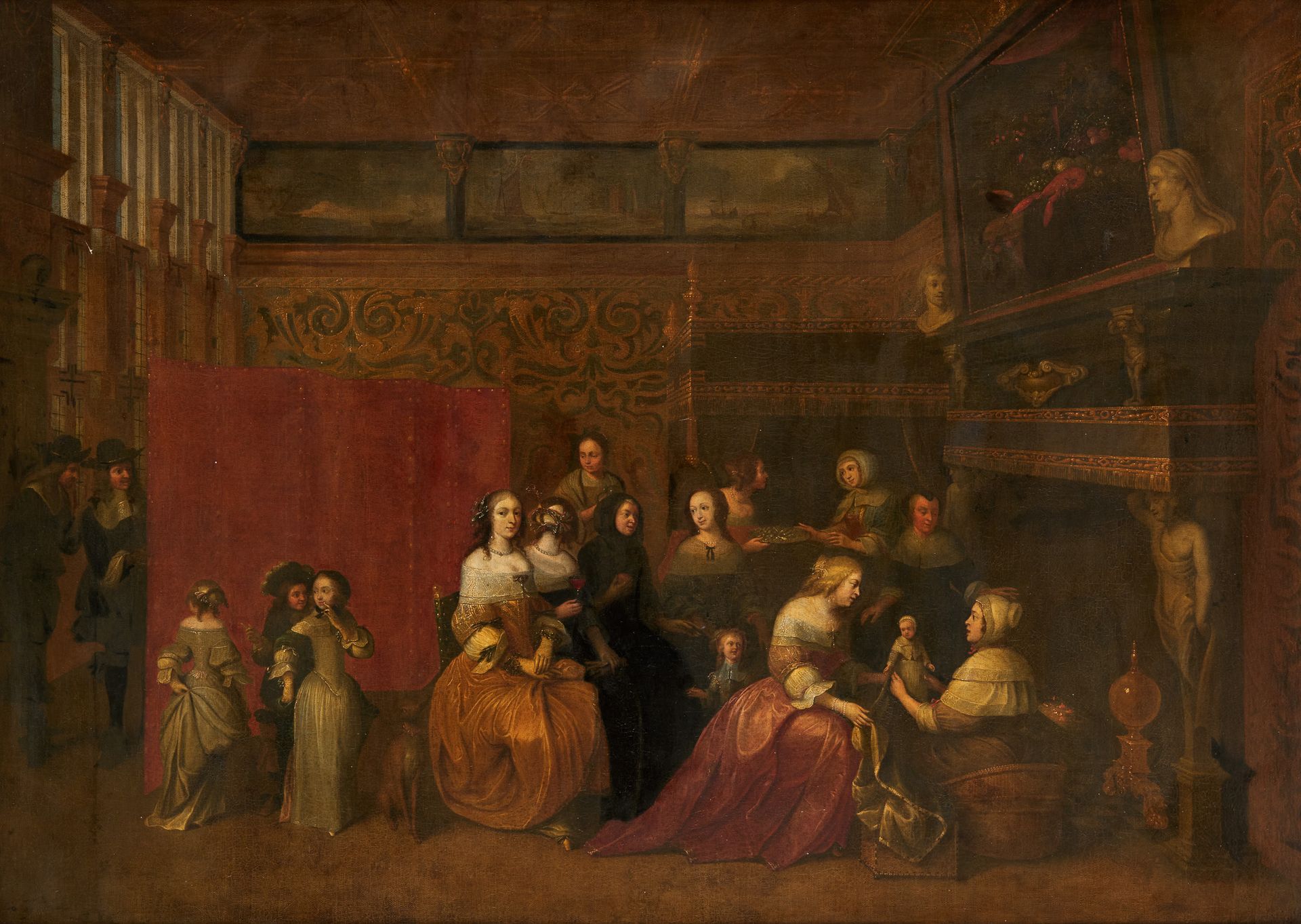 École hollandaise circa 1750. Huile sur toile (rentoilée): Réunion de famille.

&hellip;