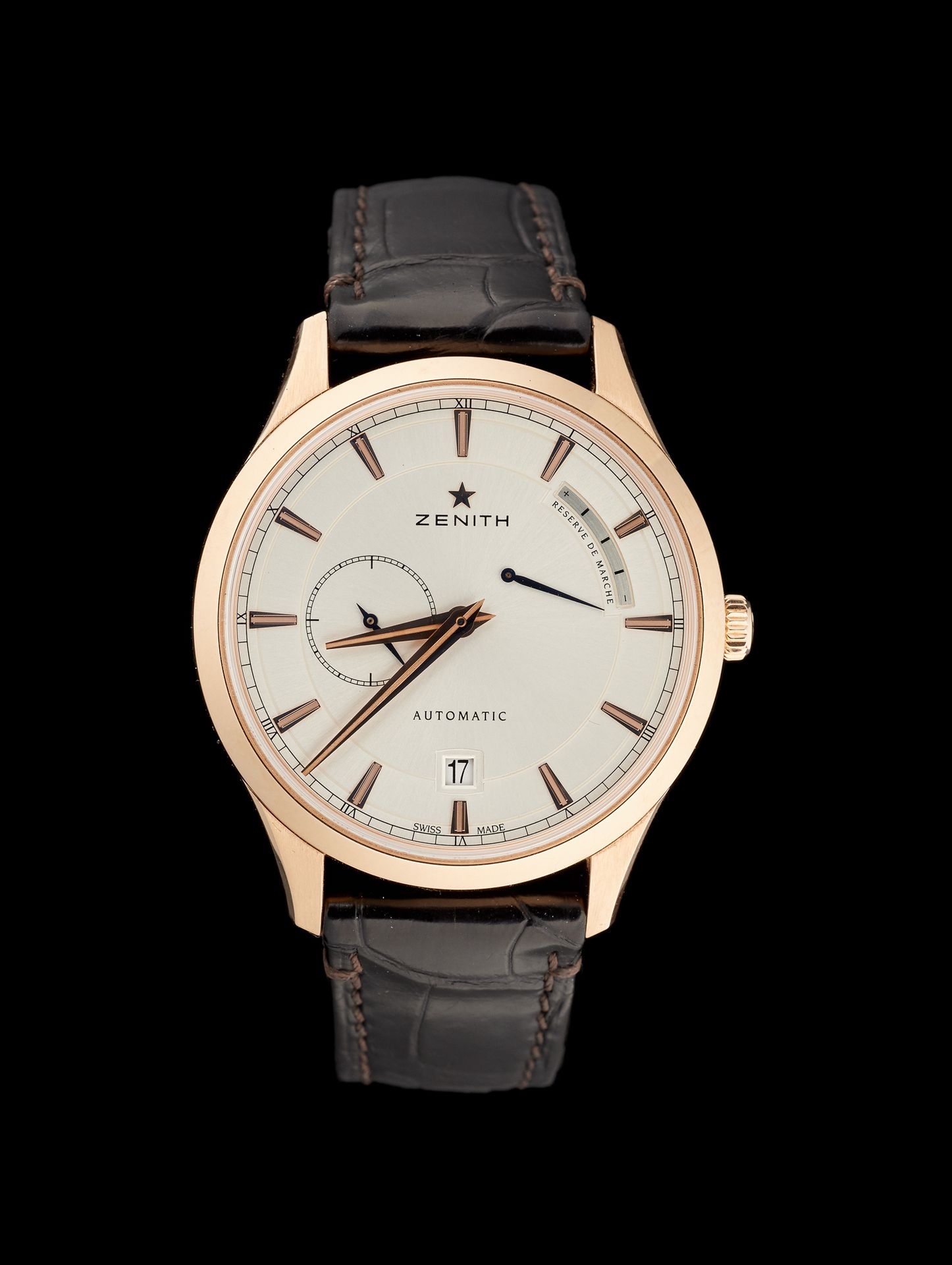 ZENITH. Timepieces: Men's wristwatch in red gold with date window, power reserve&hellip;