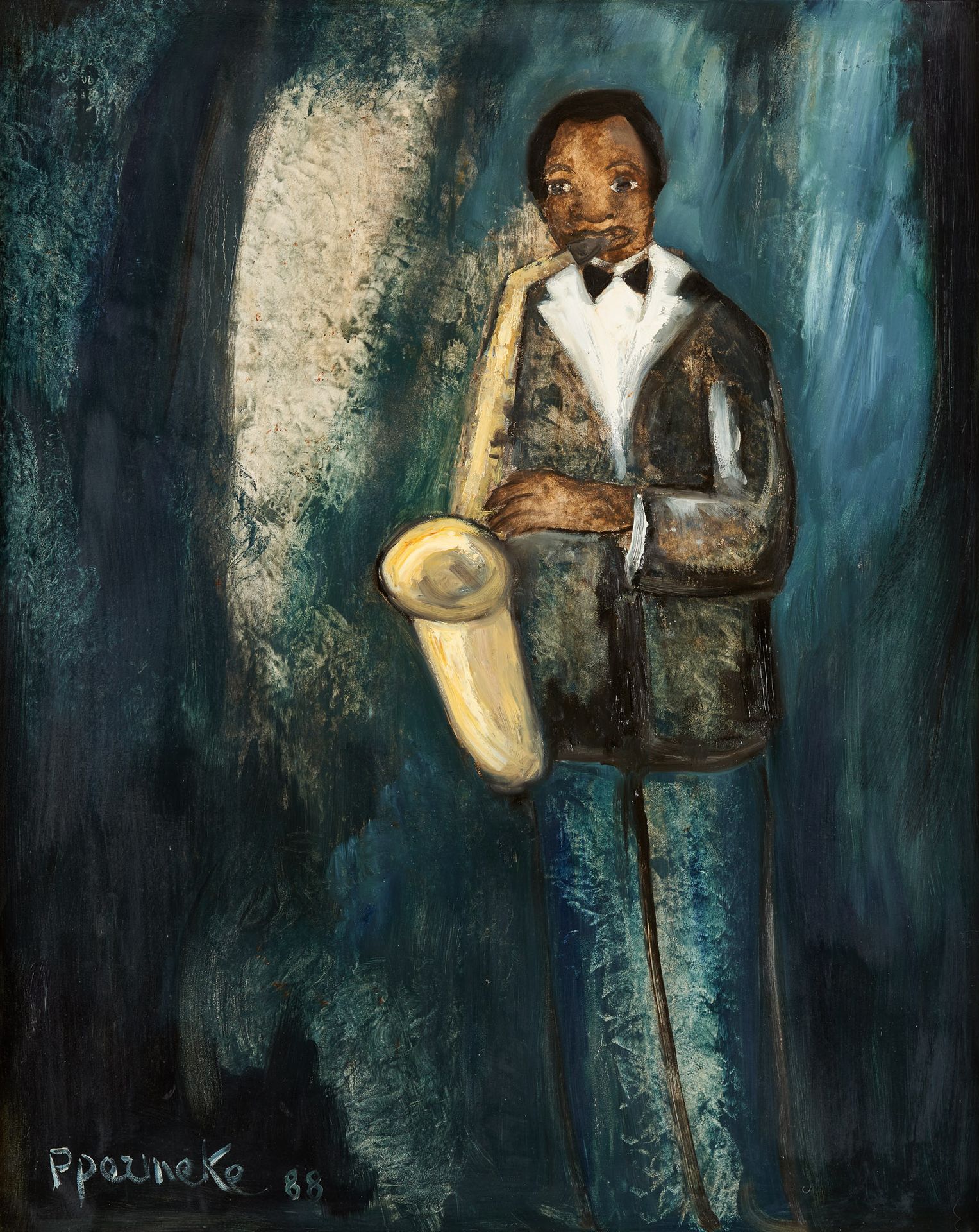 Paul PERMEKE École belge (1918-1990) Oil on canvas: The saxophonist.

Signed and&hellip;
