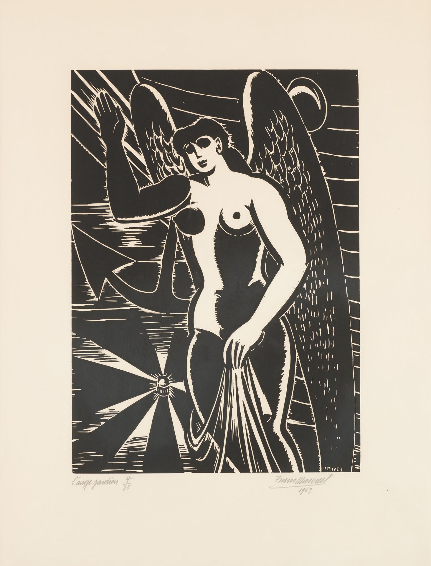 Frans MASEREEL École belge (1889-1972) Druck, schwarz-weißer Holzschnitt auf Pap&hellip;