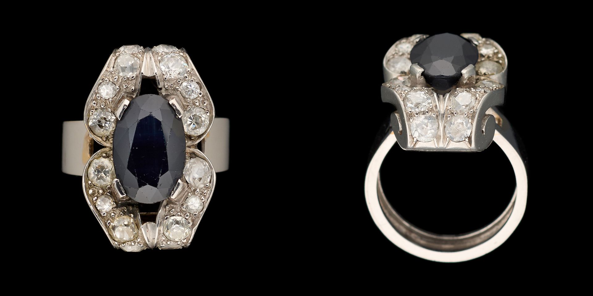 Joaillerie. Jewel: White gold ring set with an Australian sapphire of +/- 3.80 c&hellip;