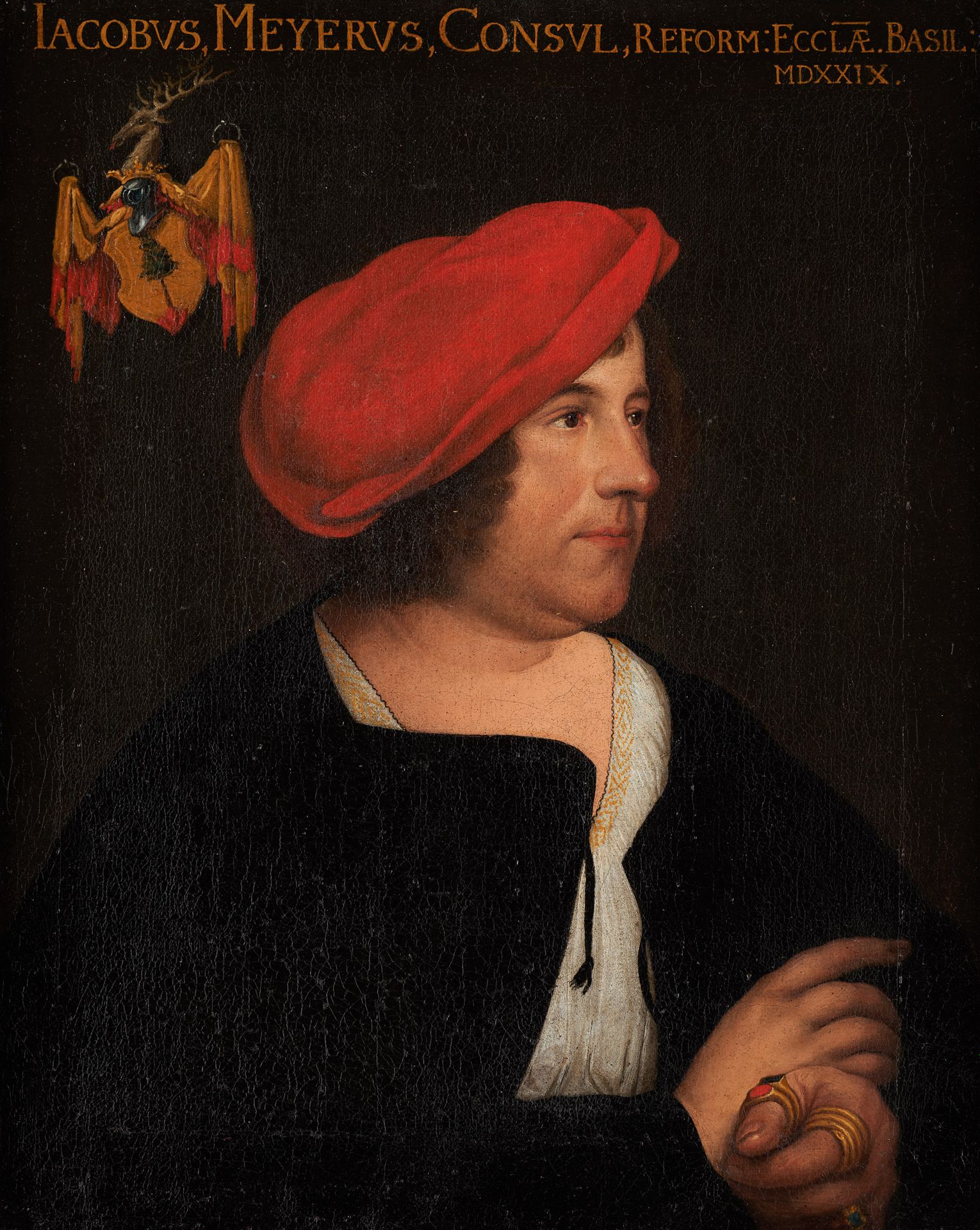 École flamande 18e. 
Oil on canvas (lined): Portrait of Jacob Meyer, Burgomaster&hellip;
