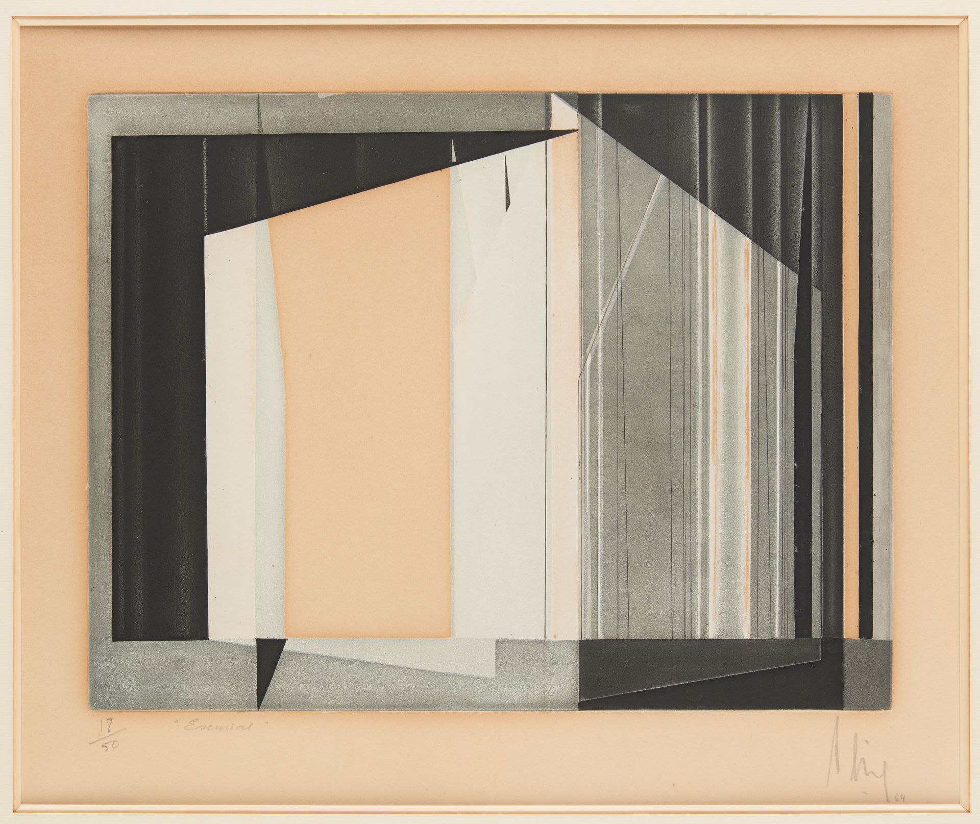 Luc PEIRE École belge (1916-1994) Estampe, eau-forte en couleurs sur papier: "Es&hellip;
