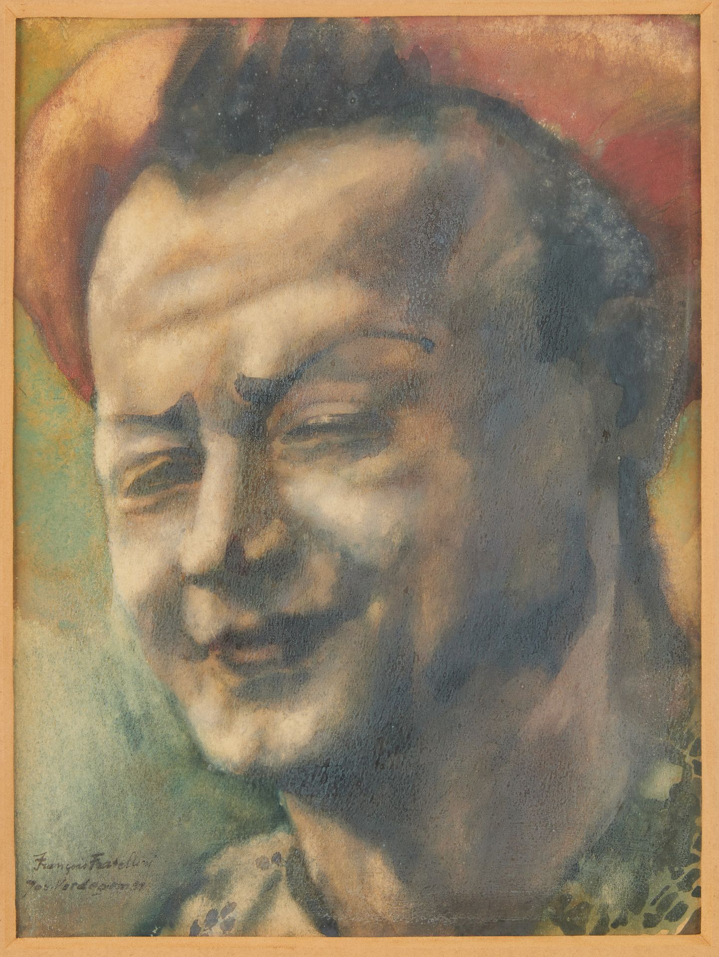 Joseph VERDEGEM École belge (1897-1957) Aquarelle sur papier: Portrait de Franço&hellip;