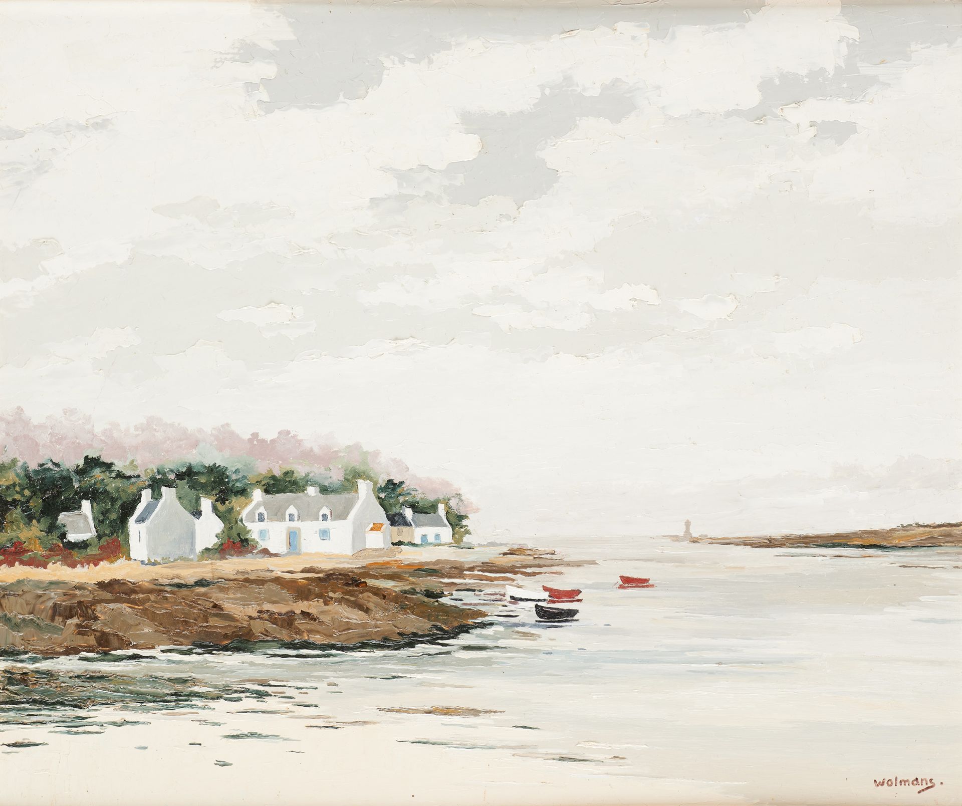 Jacques WOLMANS École belge (1919-1991) 
油画："La baie du Morbihan"。

签名：Wolmans，背&hellip;