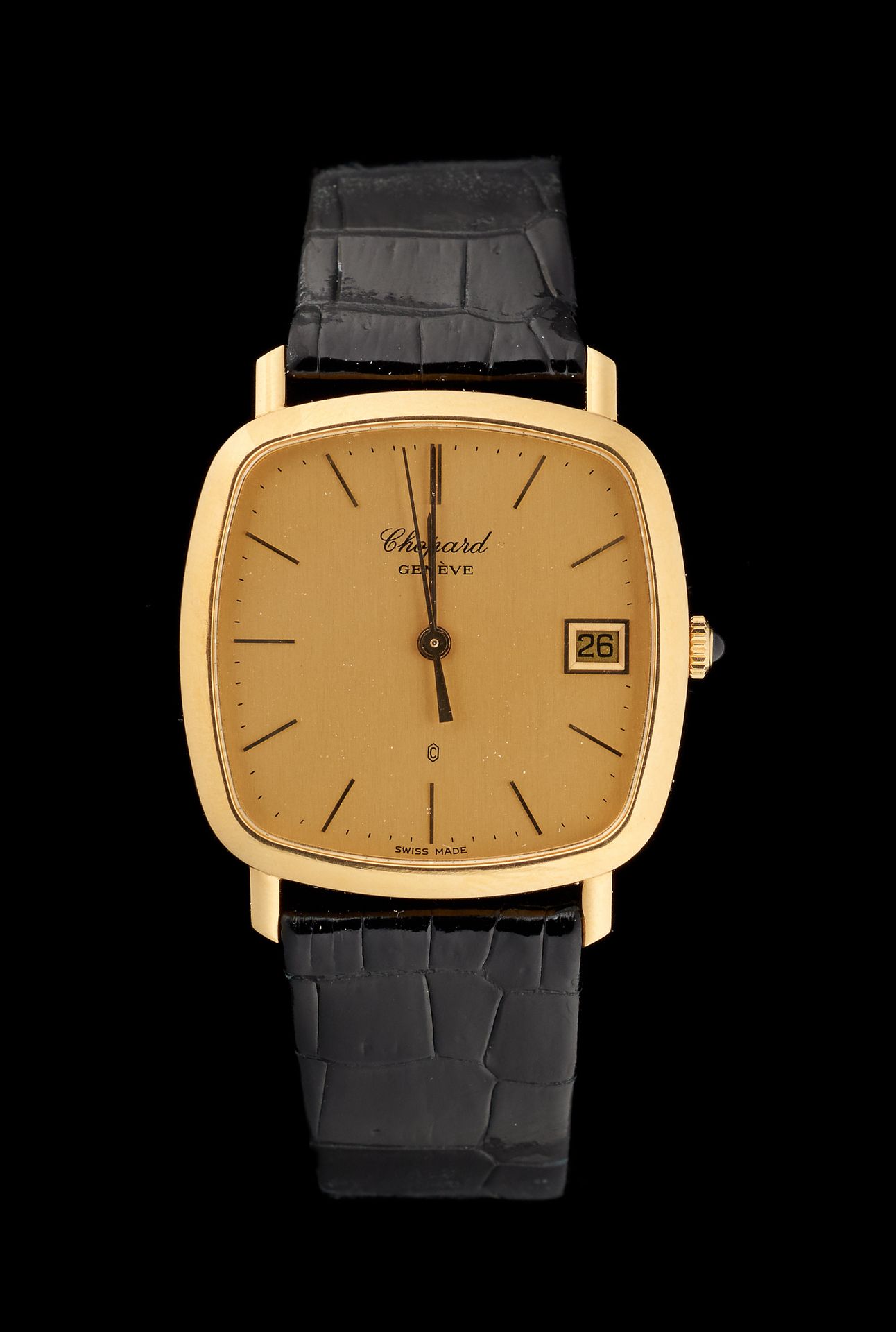 CHOPARD. 手表：黄金男士腕表，带日期窗口，石英机芯，带表壳和原产地证明。

萧邦品牌。(需更换电池)