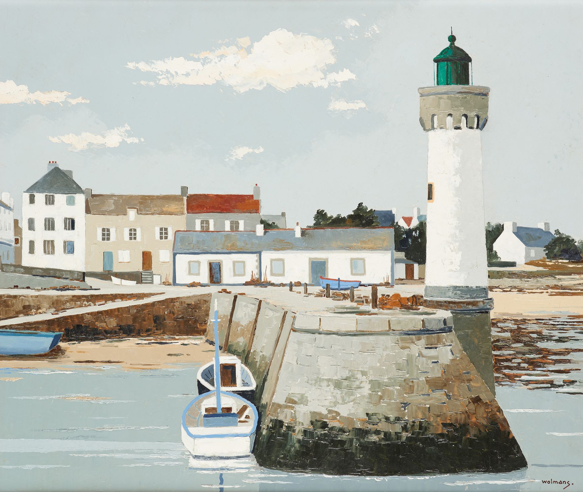 Jacques WOLMANS École belge (1919-1991) 
板上油画："哈利根港"。

签名：Wolmans，背面有标题。

附有关于艺术&hellip;