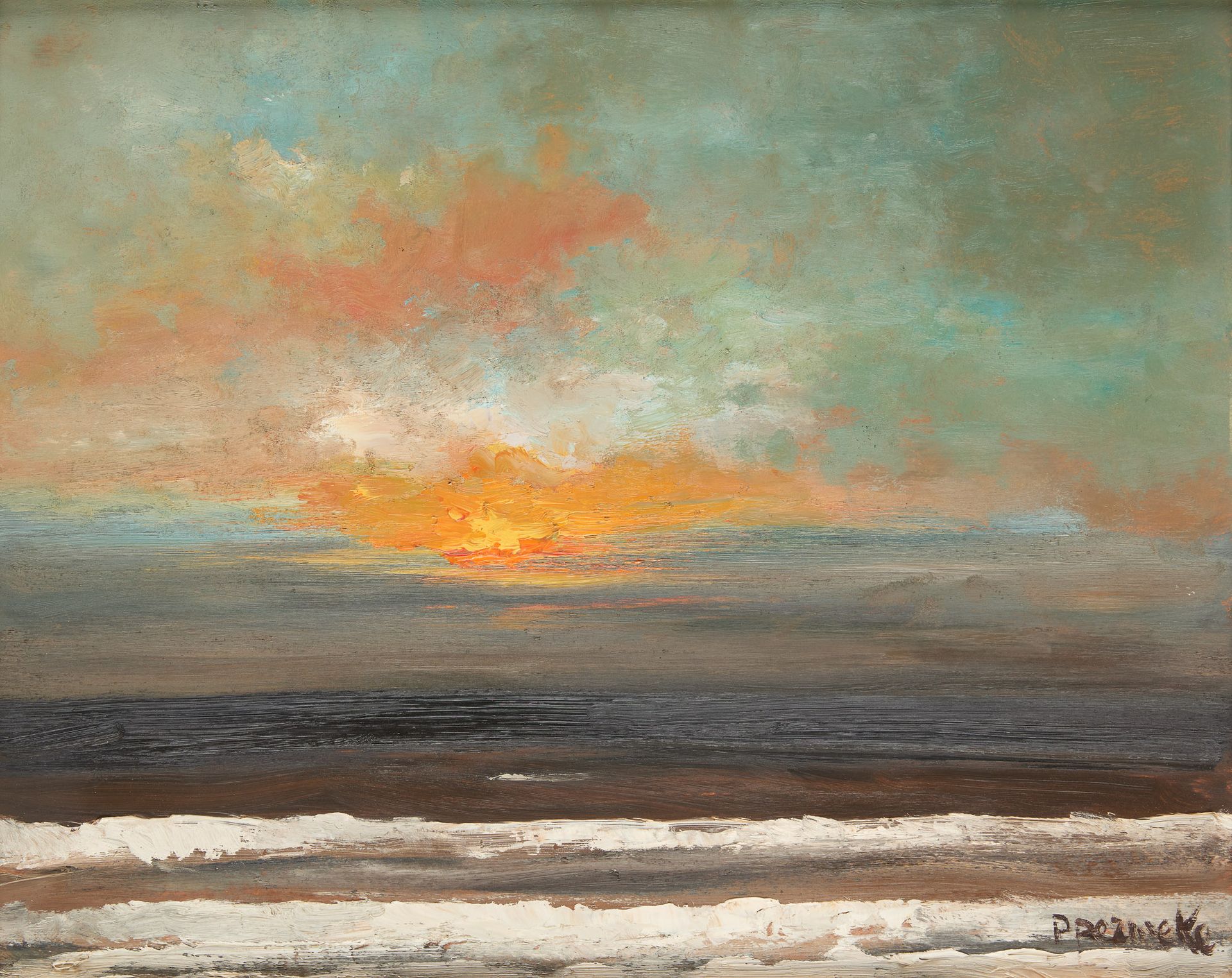 Paul PERMEKE École belge (1918-1990) Oil on panel: Sunset in the North Sea.

Sig&hellip;