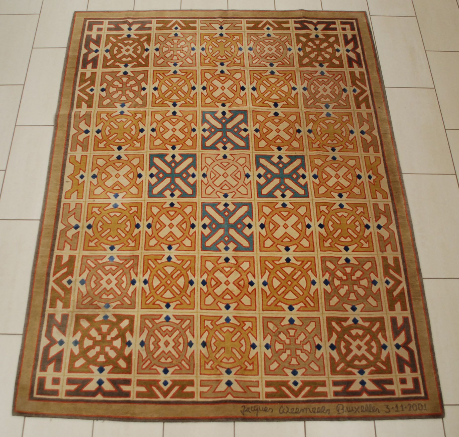 Jacques Weemaels Ecole belge (1943). 
Carpet with art deco motifs, in wool and s&hellip;