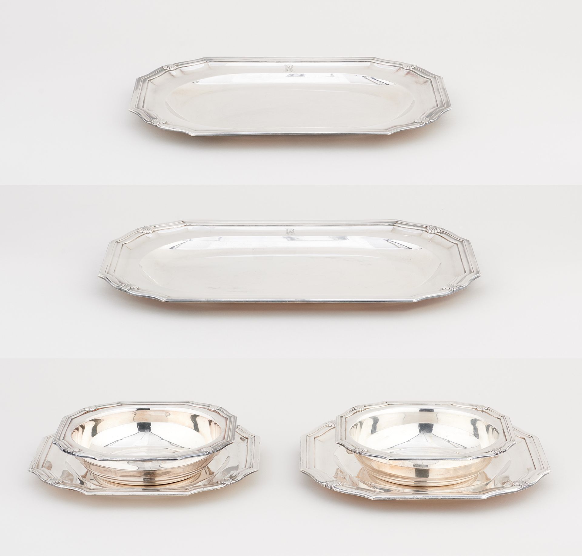 Wolfers. Silverware: Lot consisting of two rectangular dishes, three square dish&hellip;