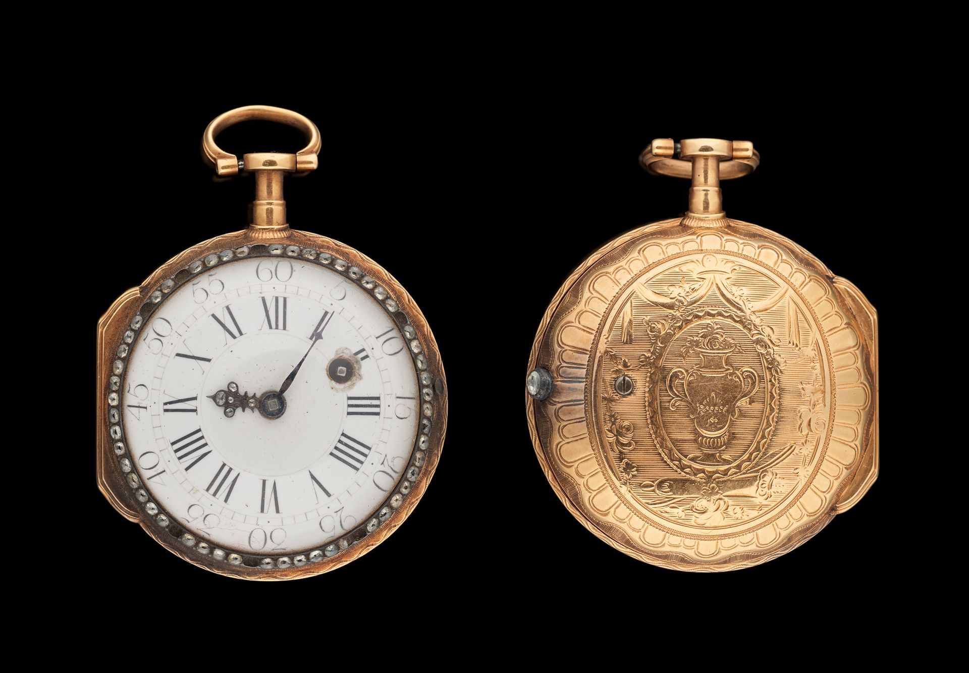 Ferdinand Berthoud. Watches: 18K gold pocket watch, chain movement, white enamel&hellip;