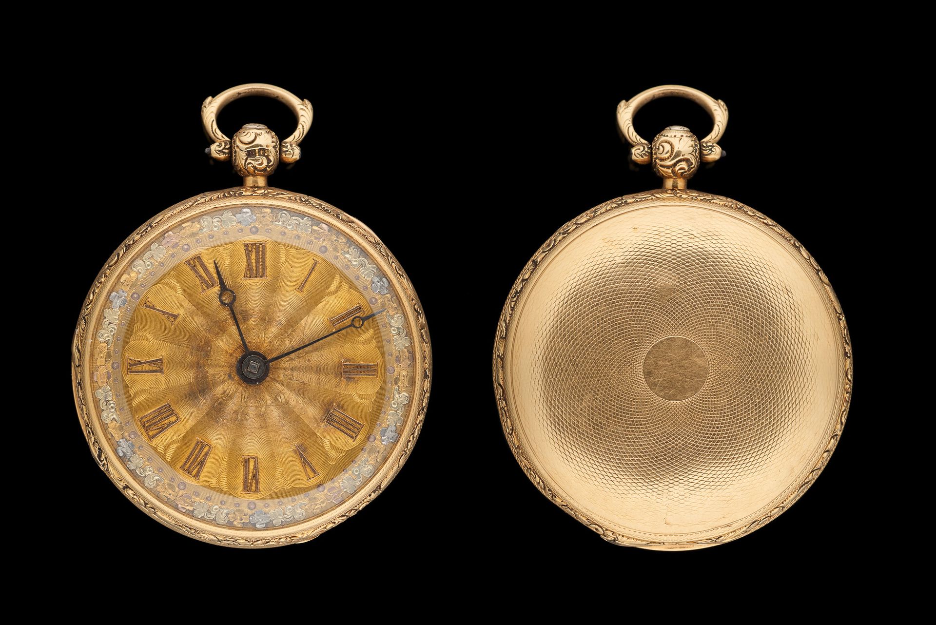 Horlogerie. Uhren: Taschenuhr aus Gelbgold mit Kettenwerk.

Durchmesser: 4,5 cm.&hellip;