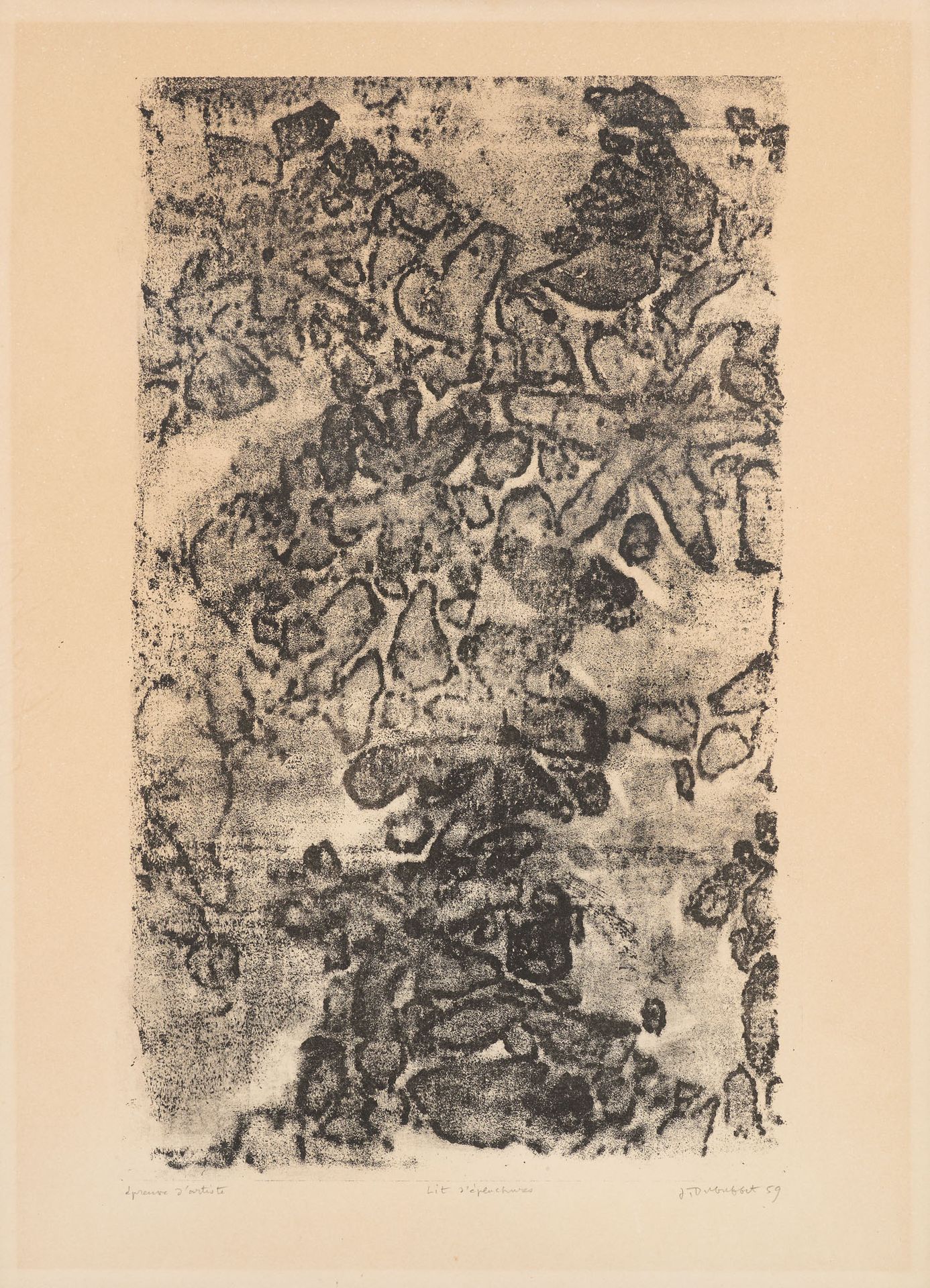 Jean DUBUFFET École française (1901-1985) Print, lithograph: "Bed of peelings".
&hellip;