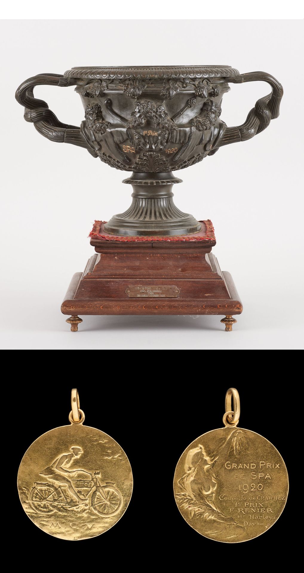 Luppens. Objet d'Art: Coupe commémorative en bronze avec figures anthropomorphes&hellip;