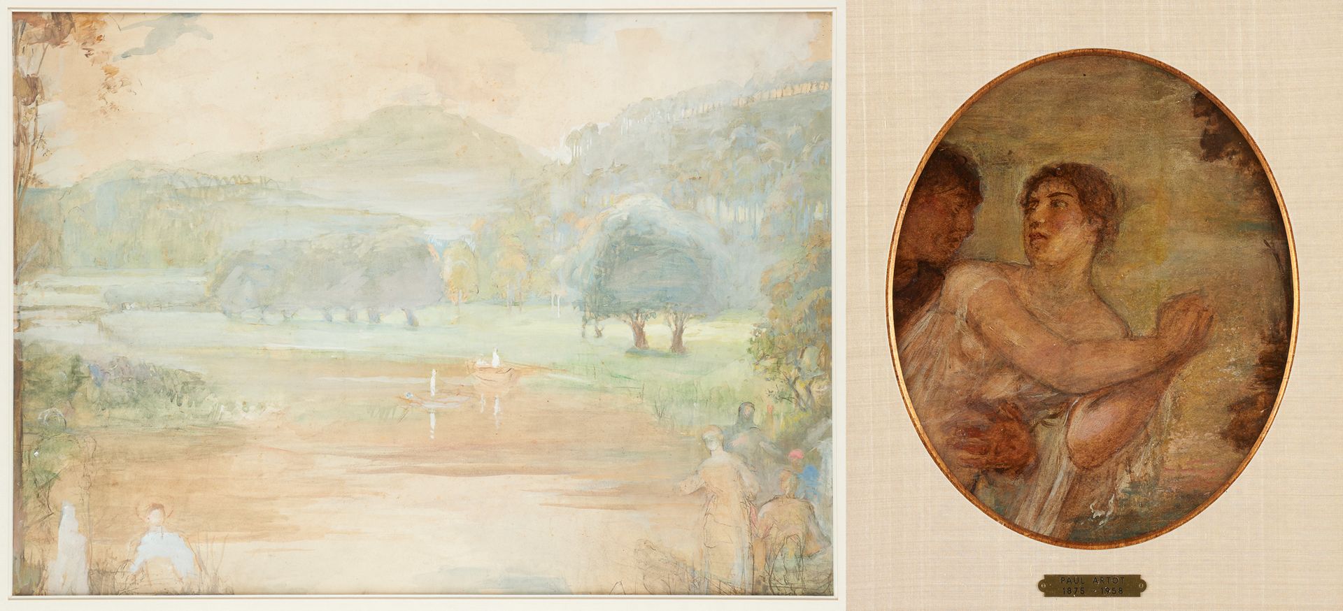 Paul ARTOT École belge (1875-1958) Watercolor on paper: View on the Hermeton.

B&hellip;