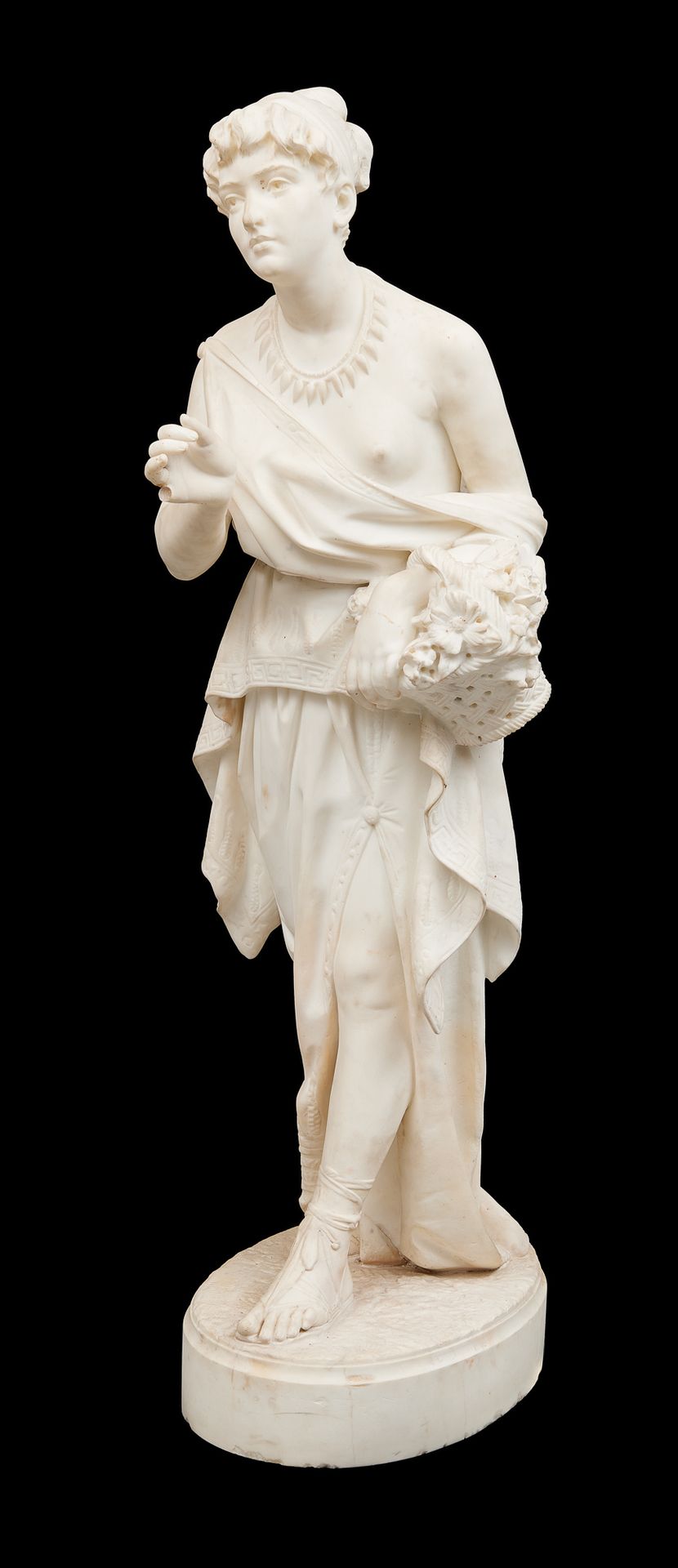 Henry Etienne DUMAIGE École française (1830-1888) 大理石雕塑："Fleuriste"。

题目，签名和日期：D&hellip;