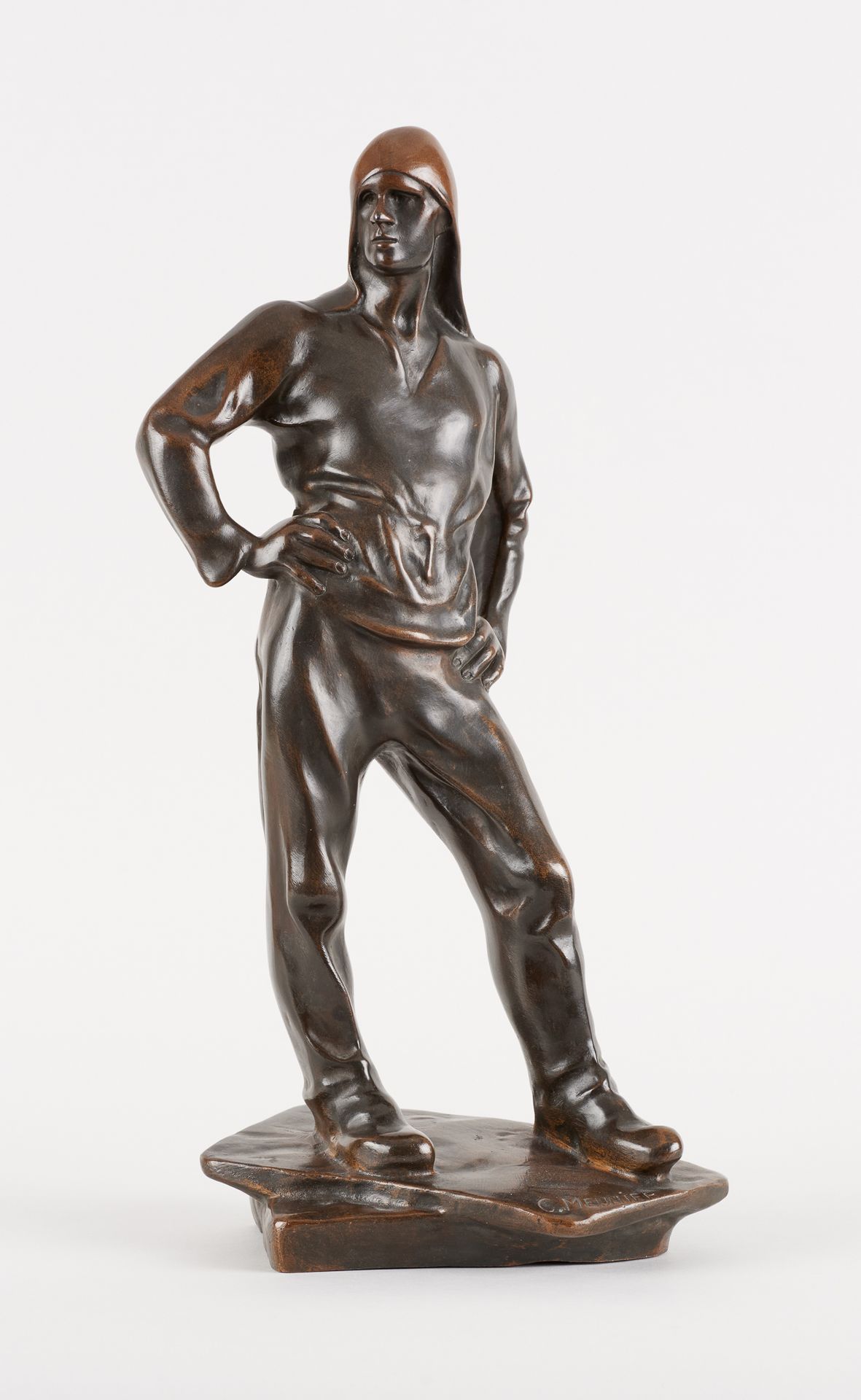 Constantin Émile MEUNIER École belge (1831-1905) 带有棕色阴影的青铜雕塑：背心。

签名：C. Meunier。&hellip;