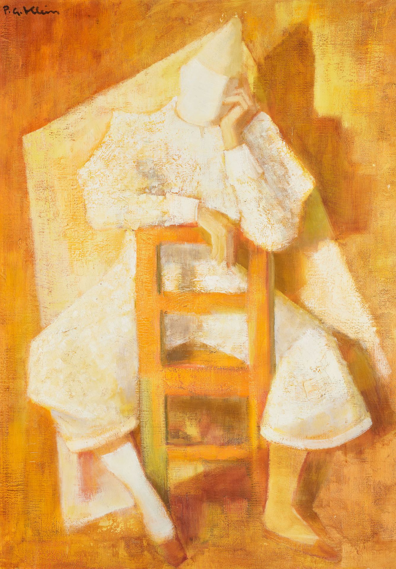 Paul Georges KLEIN École belge (1904-1994) Huile sur toile: Pierrot assis.

Sign&hellip;