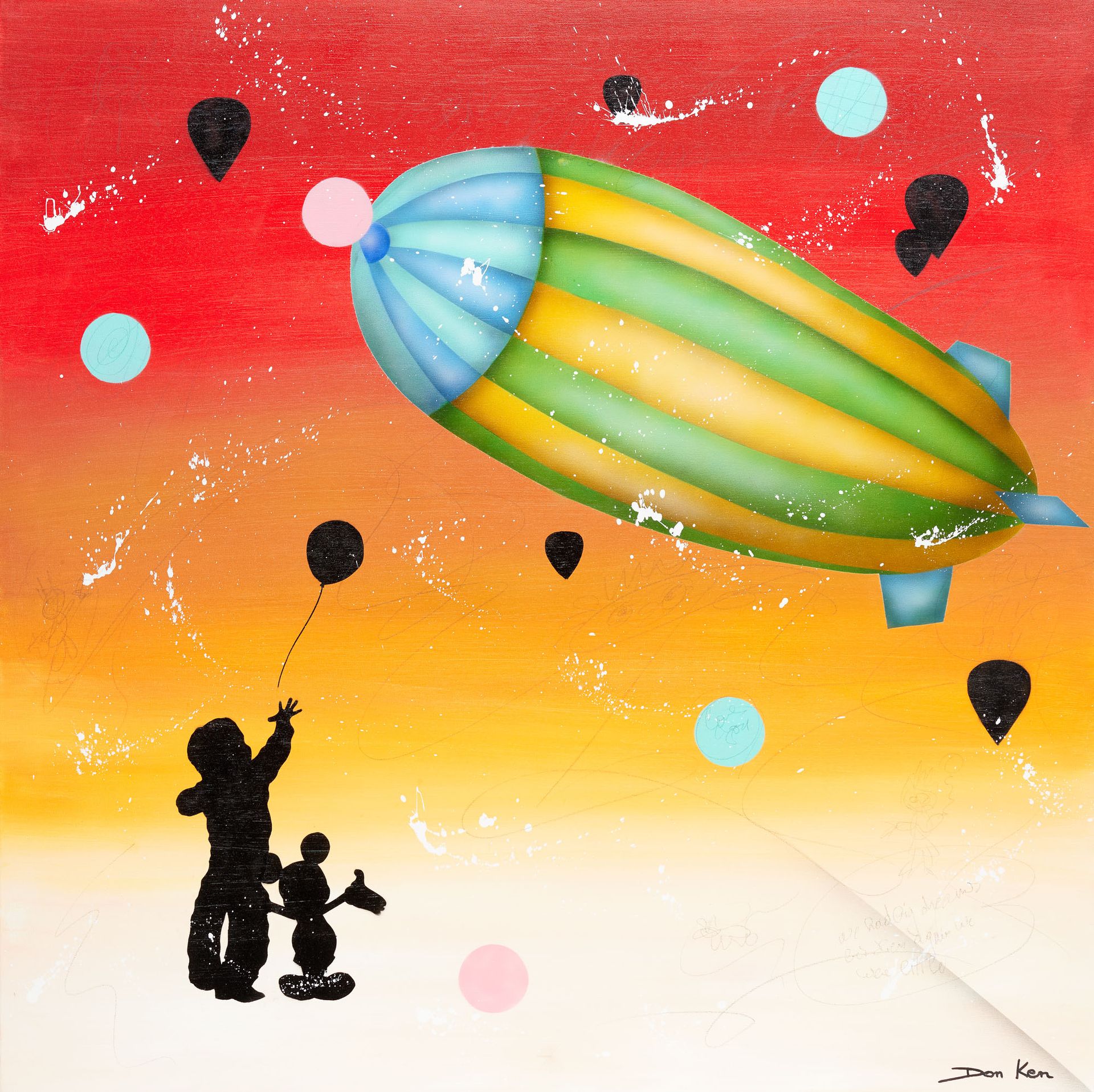 Don KEN École belge (1956) Acrilico su tela: "Big baloon".

Titolato e firmato: &hellip;