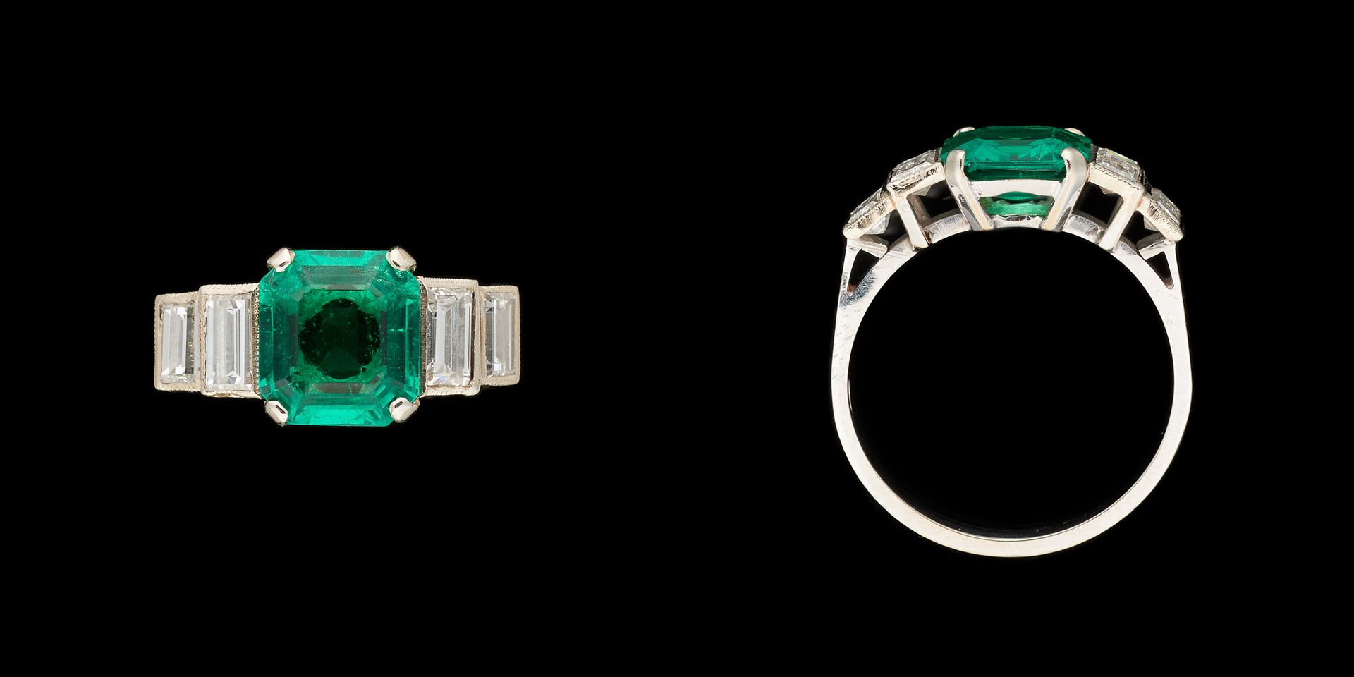 Joaillerie. Jewel: Ring in white gold with an emerald "Old mine" from Colombia o&hellip;