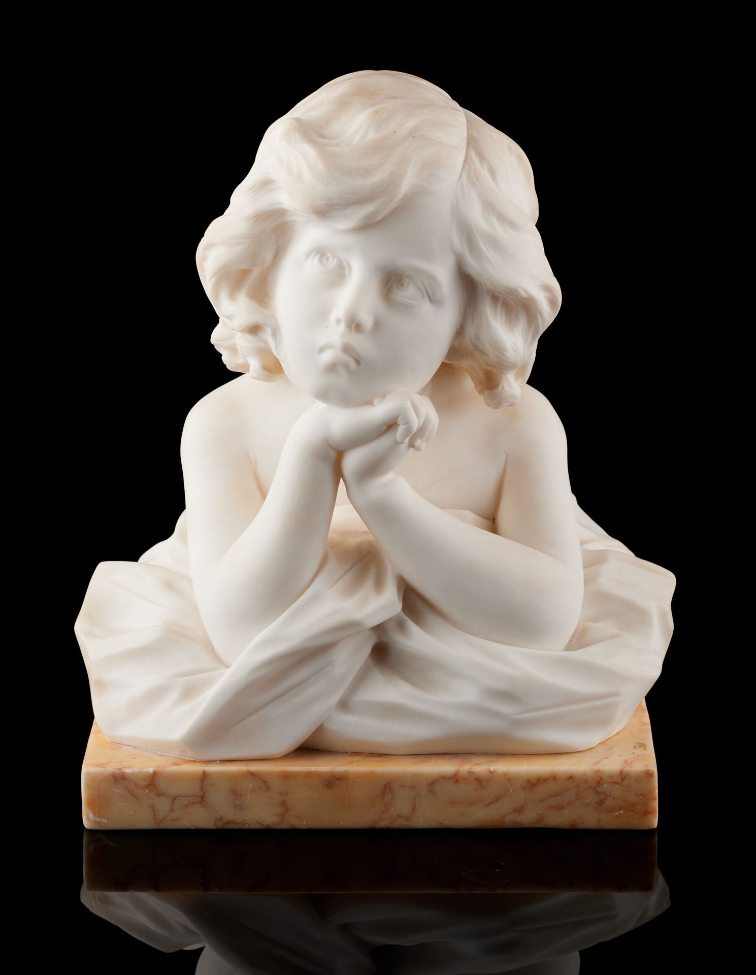 Giusto VITI (École italienne 19/20e) Sculpture en marbre de Carrare: Enfant médi&hellip;
