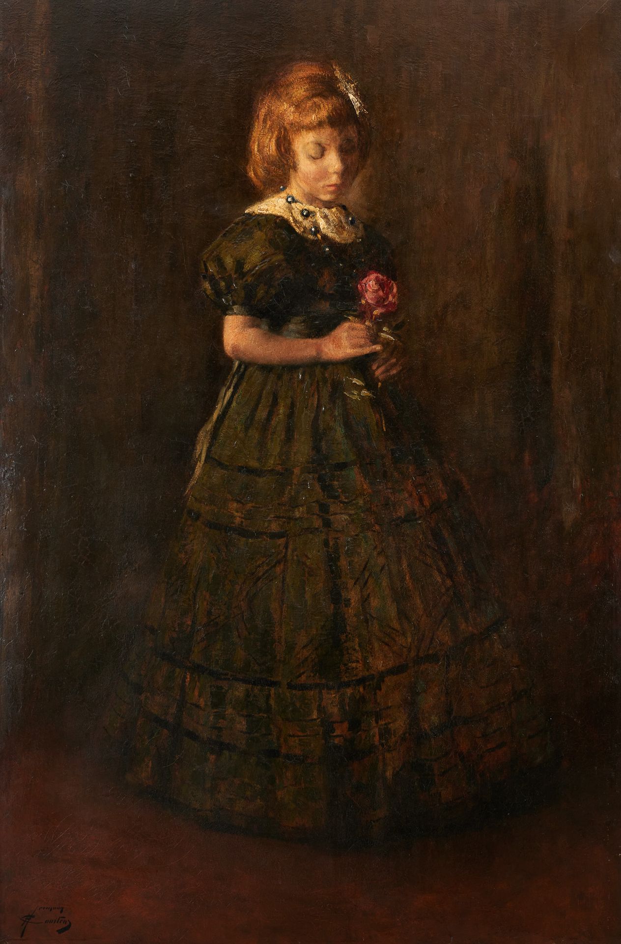 Herman COURTENS École belge (1884-1956) Huile sur toile: "La rose de la Reine".
&hellip;