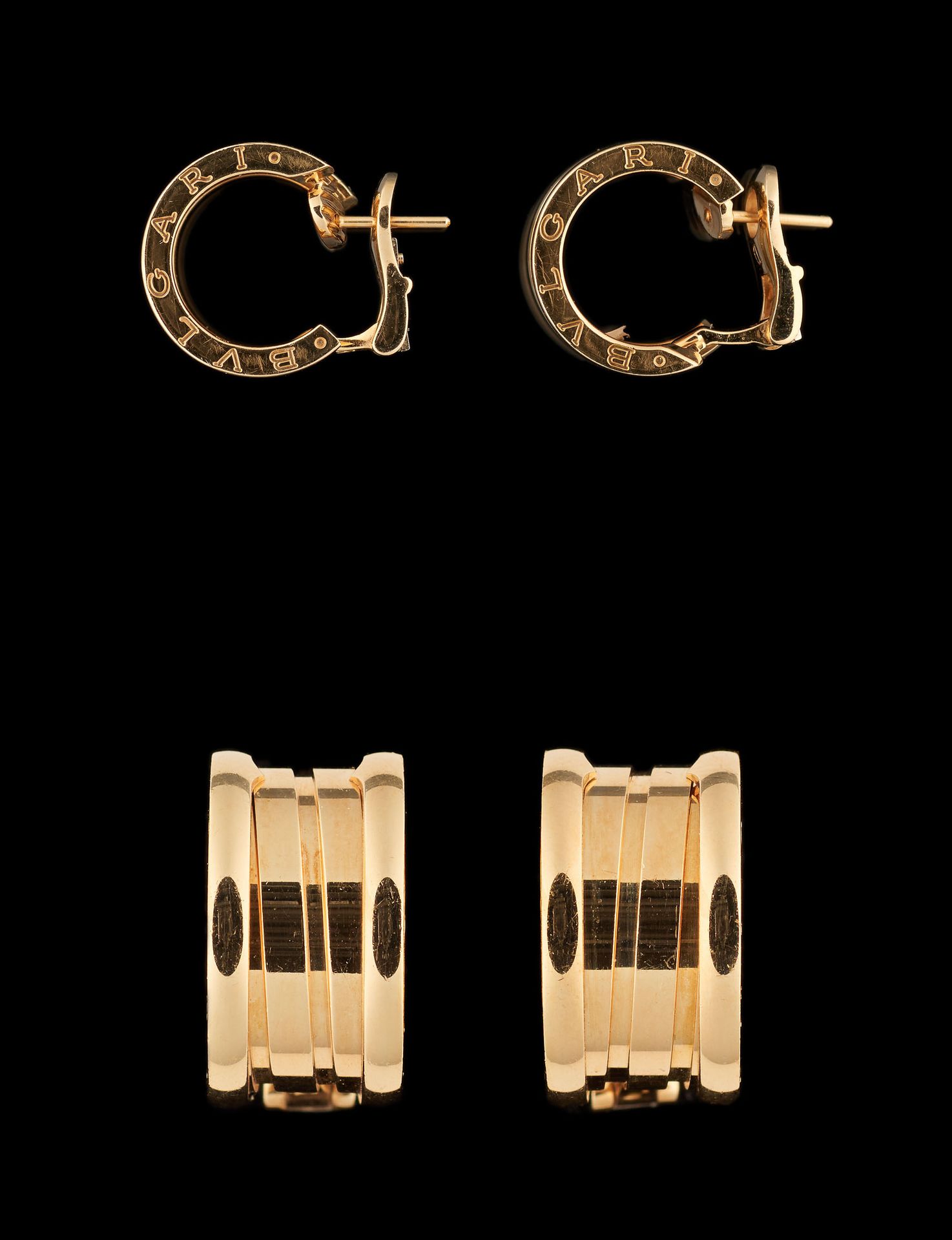 BULGARI Jewelry: Pair of earrings in yellow gold.

Signed and stamped: Bulgari.