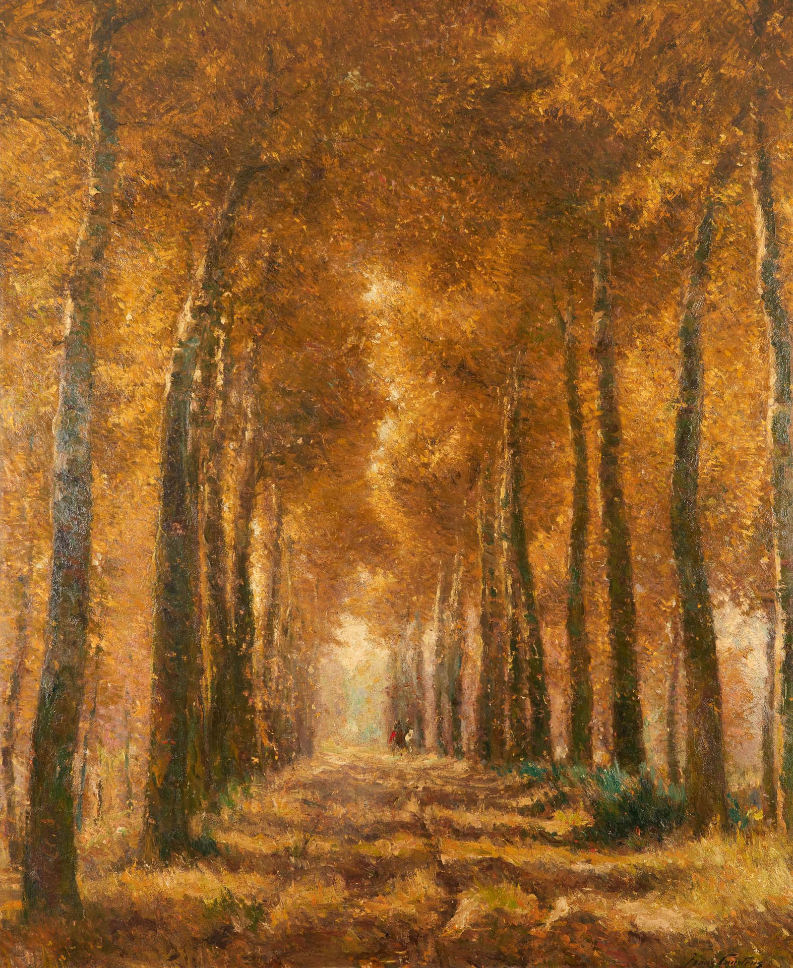 Franz COURTENS École belge (1854-1943) Oil on canvas: Alley in Laeken.

Signed: &hellip;