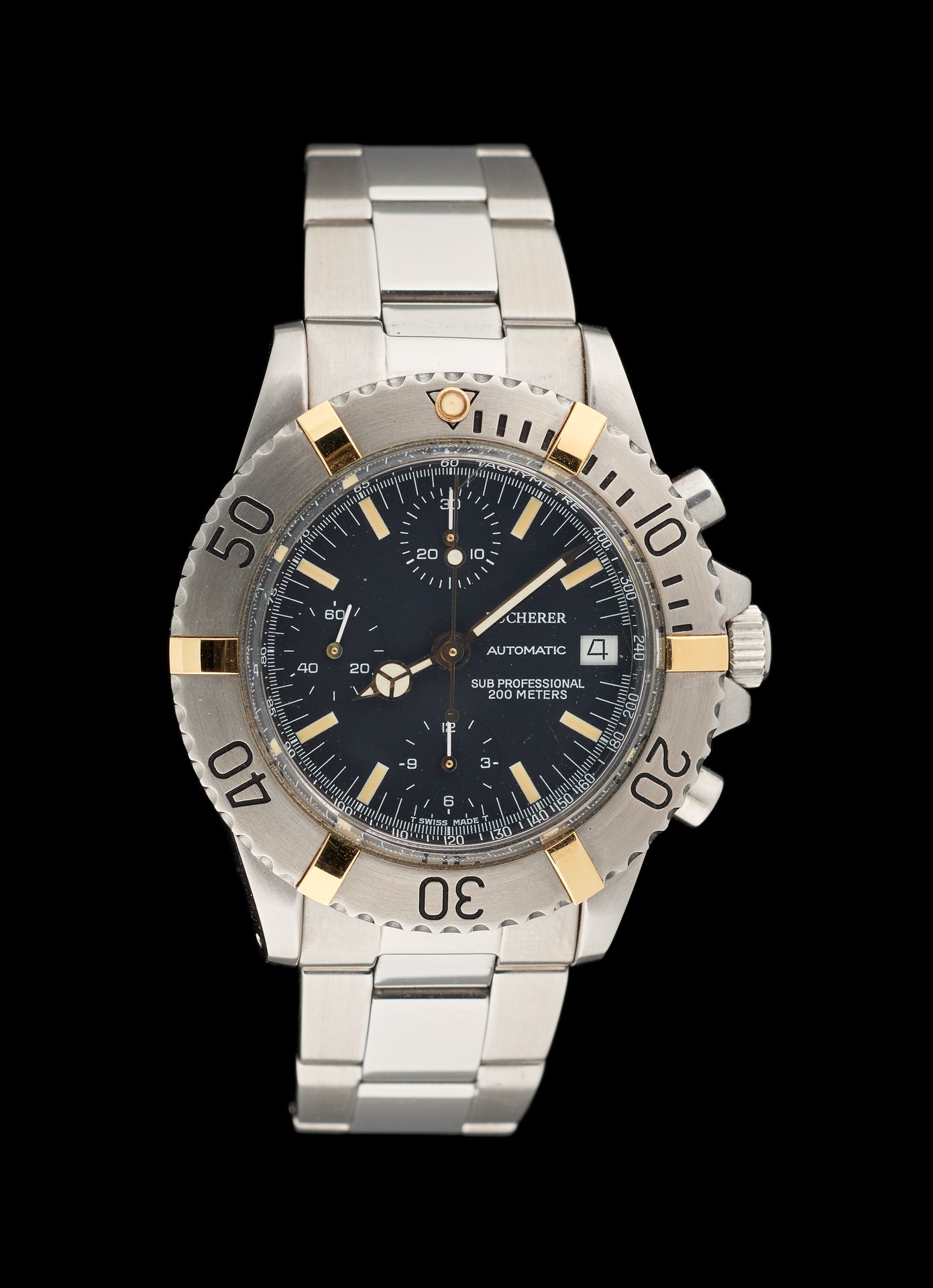 BUCHERER Uhren: Armbanduhr aus Stahl mit Chronograph und Datumsfenster, Automati&hellip;